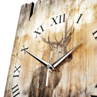 Hirsch im Nebel Designer-Wanduhr aus Holz – leises Uhrwerk