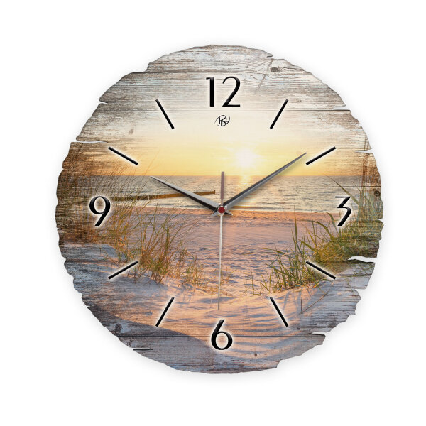Strand & Meer Runde Designer-Wanduhr aus Holz –...