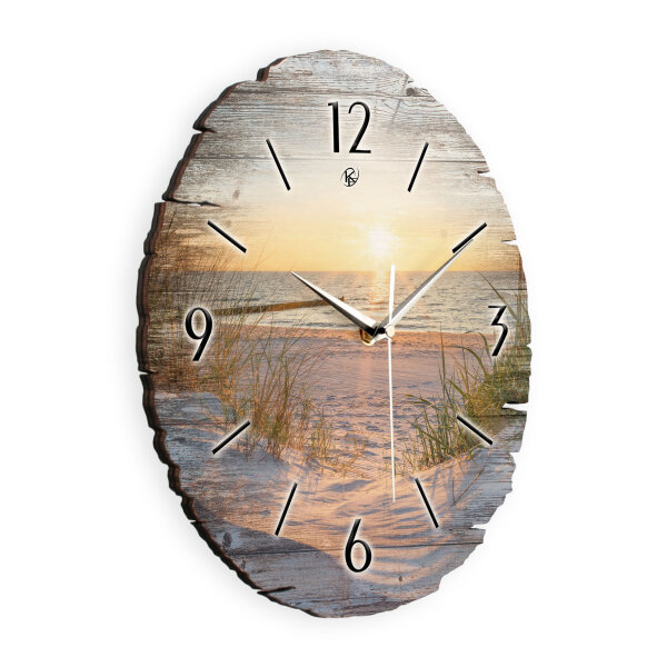 Strand & Meer Runde Designer-Wanduhr aus Holz –...
