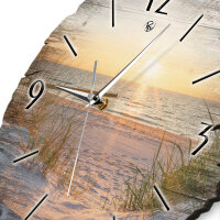 Strand & Meer Runde Designer-Wanduhr aus Holz – leises Uhrwerk