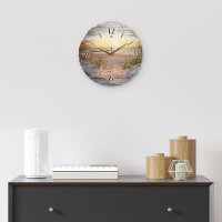 Strand & Meer Runde Designer-Wanduhr aus Holz – leises Uhrwerk