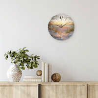 Strand & Meer Runde Designer-Wanduhr aus Holz – leises Uhrwerk