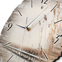 Steg zum Meer Runde Designer-Wanduhr aus Holz – leises Uhrwerk
