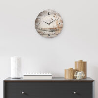 Steg zum Meer Runde Designer-Wanduhr aus Holz – leises Uhrwerk