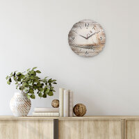 Steg zum Meer Runde Designer-Wanduhr aus Holz – leises Uhrwerk