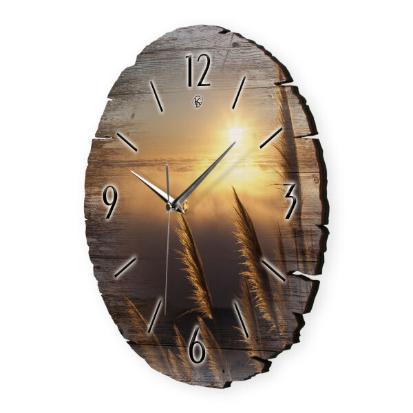 Sunset Runde Designer-Wanduhr aus Holz – leises Uhrwerk