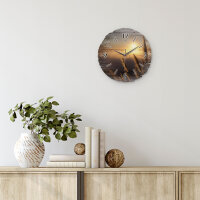 Sunset Runde Designer-Wanduhr aus Holz – leises Uhrwerk