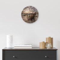 Sandstrand & Schilf Runde Designer-Wanduhr aus Holz – leises Uhrwerk