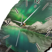 Polarlicht Runde Designer-Wanduhr aus Holz – leises Uhrwerk
