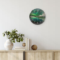 Polarlicht Runde Designer-Wanduhr aus Holz – leises Uhrwerk