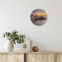Leuchtturm am Abend Runde Designer-Wanduhr aus Holz – leises Uhrwerk