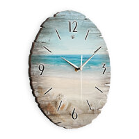 Südsee-Strand Runde Designer-Wanduhr aus Holz – leises Uhrwerk