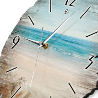 Südsee-Strand Runde Designer-Wanduhr aus Holz – leises Uhrwerk