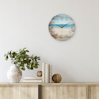 Südsee-Strand Runde Designer-Wanduhr aus Holz – leises Uhrwerk