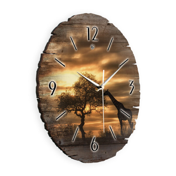 Giraffe in Afrika Runde Designer-Wanduhr aus Holz –...