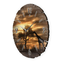 Giraffe in Afrika Runde Designer-Wanduhr aus Holz – leises Uhrwerk