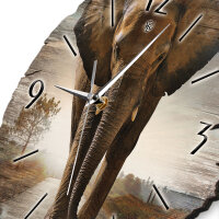 Elefant Runde Designer-Wanduhr aus Holz – leises Uhrwerk