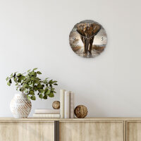 Elefant Runde Designer-Wanduhr aus Holz – leises Uhrwerk