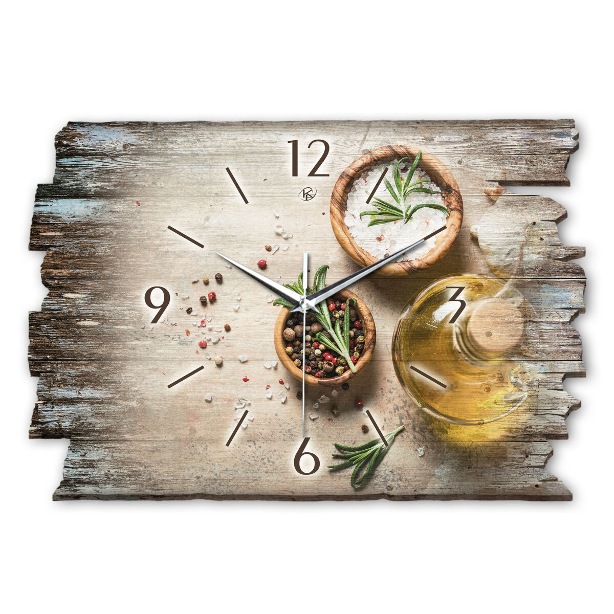 Gewürze Designer-Wanduhr aus Holz – leises Uhrwerk
