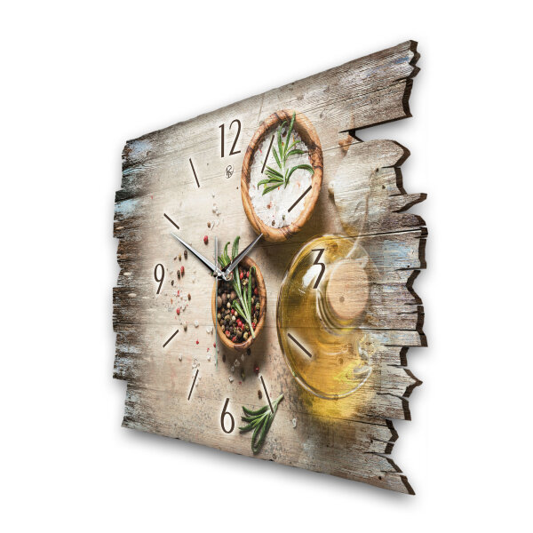 Gewürze Designer-Wanduhr aus Holz – leises...