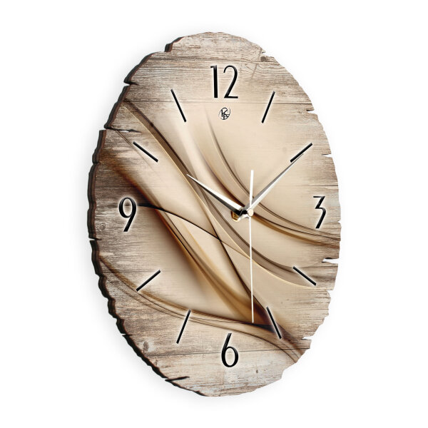 Brown Line Runde Designer-Wanduhr aus Holz – leises...