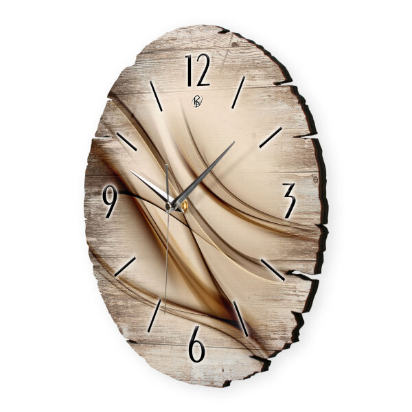 Brown Line Runde Designer-Wanduhr aus Holz – leises Uhrwerk
