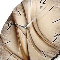 Brown Line Runde Designer-Wanduhr aus Holz – leises Uhrwerk