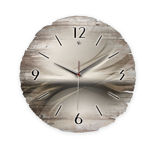 Pale Waves Runde Designer-Wanduhr aus Holz – leises...