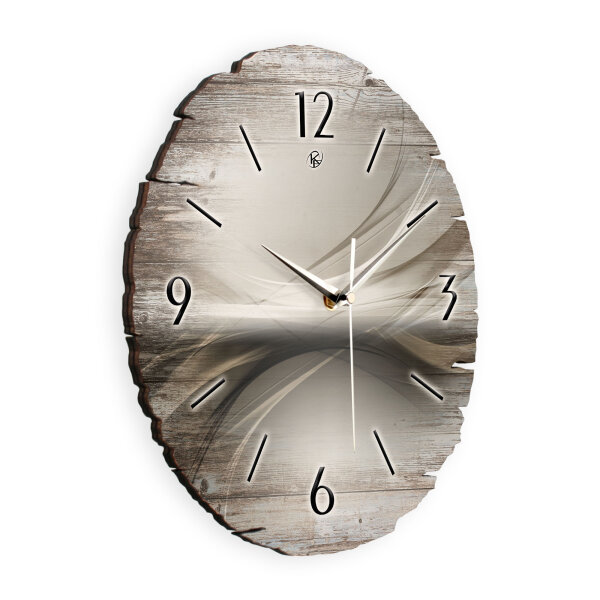 Pale Waves Runde Designer-Wanduhr aus Holz – leises...