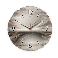 Pale Waves Runde Designer-Wanduhr aus Holz – leises Uhrwerk