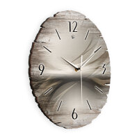 Pale Waves Runde Designer-Wanduhr aus Holz – leises Uhrwerk