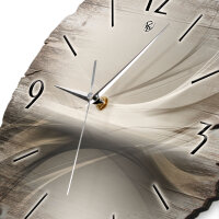 Pale Waves Runde Designer-Wanduhr aus Holz – leises Uhrwerk