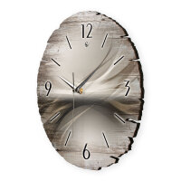 Pale Waves Runde Designer-Wanduhr aus Holz – leises Uhrwerk