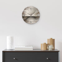 Pale Waves Runde Designer-Wanduhr aus Holz – leises Uhrwerk
