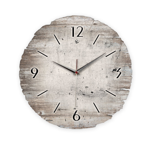 White Paint Runde Designer-Wanduhr aus Holz –...