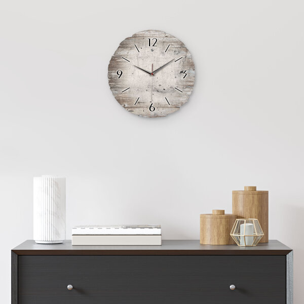 White Paint Runde Designer-Wanduhr aus Holz – leises Uhrwerk