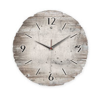 White Paint Runde Designer-Wanduhr aus Holz – leises Uhrwerk