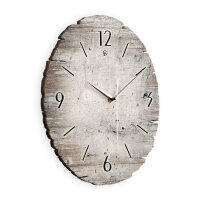 White Paint Runde Designer-Wanduhr aus Holz – leises Uhrwerk