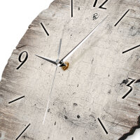 White Paint Runde Designer-Wanduhr aus Holz – leises Uhrwerk