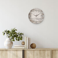 White Paint Runde Designer-Wanduhr aus Holz – leises Uhrwerk