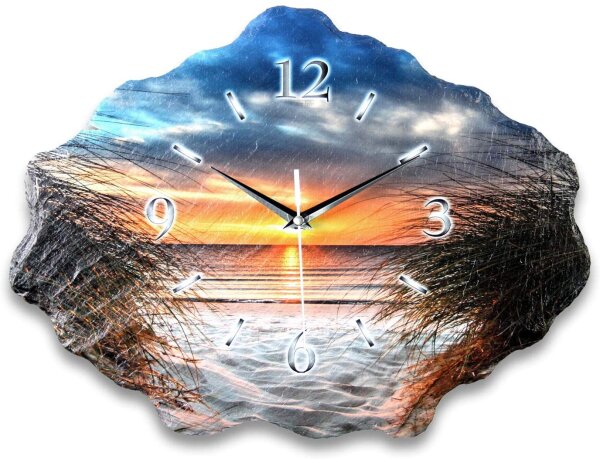 Beach Design-Wanduhr aus Steinguss mit leisem Uhrwerk