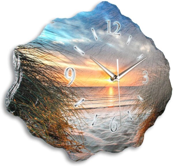 Beach Design-Wanduhr aus Steinguss mit leisem Uhrwerk
