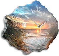 Beach Design-Wanduhr aus Steinguss mit leisem Uhrwerk