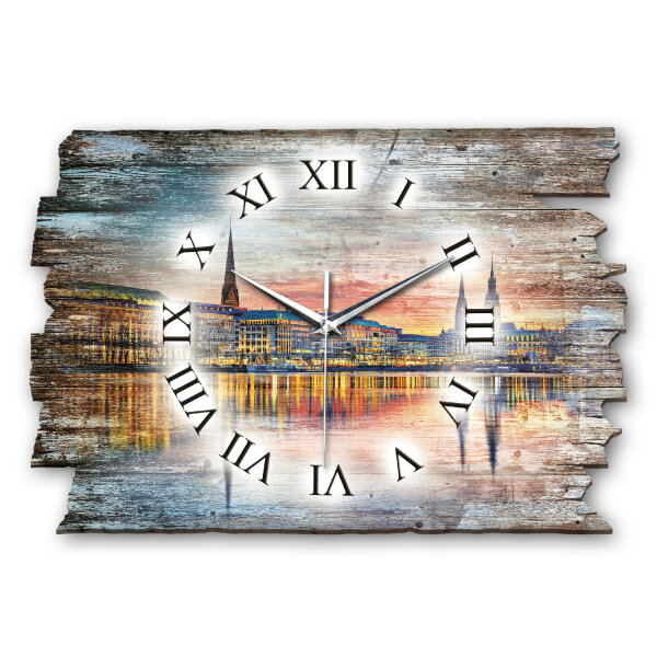 Hamburg Designer-Wanduhr aus Holz – leises Uhrwerk