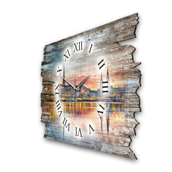 Hamburg Designer-Wanduhr aus Holz – leises Uhrwerk