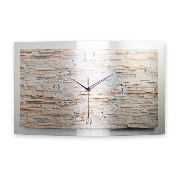 Stone – gewölbte 3D-Wanduhr mit silbernem...