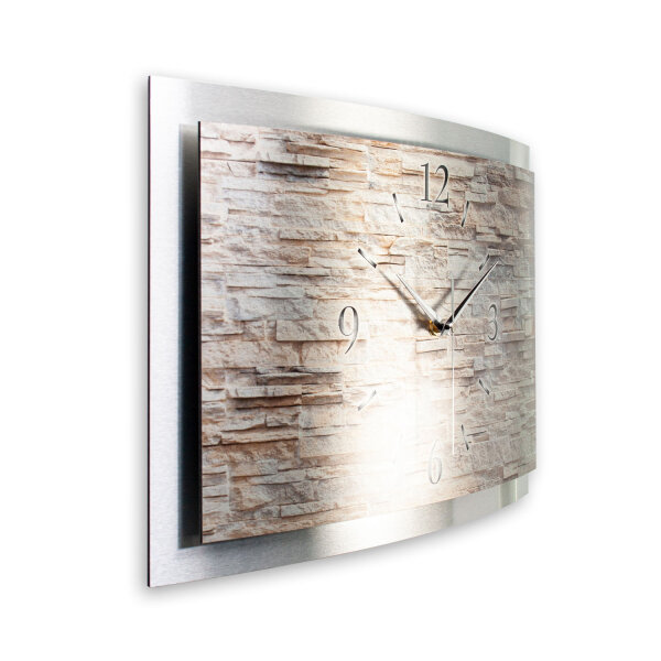Stone – gewölbte 3D-Wanduhr mit silbernem...