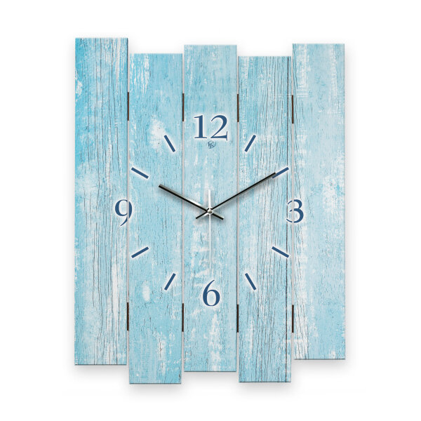 Design-Wanduhr "Altes Holz Hellblau" aus MDF...