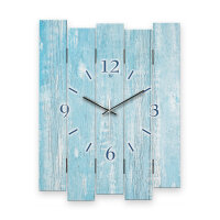 Design-Wanduhr "Altes Holz Hellblau" aus MDF mit flüsterleisem Uhrwerk | B-Ware