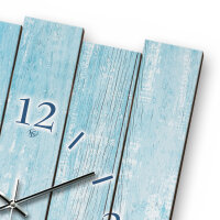 Design-Wanduhr "Altes Holz Hellblau" aus MDF mit flüsterleisem Uhrwerk | B-Ware